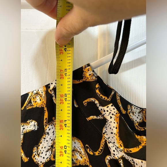 Sleeveless 100% Silk Dress Printed Leopard Cheetah Jaguar Cat Lady High Low Sz M - Picture 7 of 9